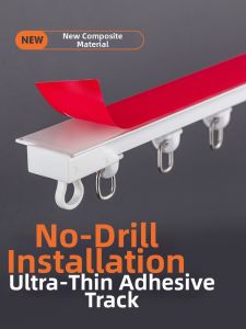 No Drill Slim Top or Side Mount Self Adhesive Curtain Track