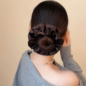 Luxurious Korean Style Leopard Print PU Leather Hair Ties for Women High End Feeling Bun Hair Ties Fashionable Hair Accessories