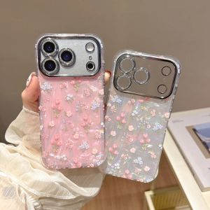 เคสโทรศัพท์ลายดอกทิวลิปสีสันสวยงามพร้อมฟิล์มกระจกป้องกันสำหรับ iPhone 17 16 15 14 13 Pro Max Plus Air