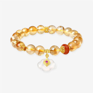 CTS S925 Silver Auspicious Cloud Citrine Beaded Bracelet CHOW TAI SENG 周大生 S1HC0533