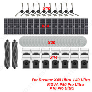 For Dreame X40 Ultra L40 Ultra P50 Pro Ultra P10 Pro Ultra Main Side Brush HEPA Filter Mop Cloths Dust Bag Accessories