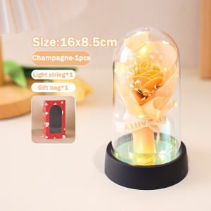 Valentines Day Gift Artificial Rose Flower Soap Rose Mini Flower Bouquet for gift In Glass Bottle with string light