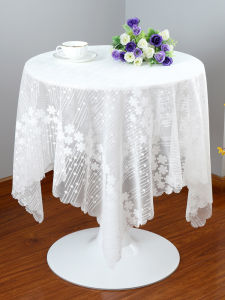 Bàn Tròn Trắng Thanh Lịch Bằng Ren Phong Cách INS Mới 2024 Khăn Trải Bàn Trang Trí Chụp Ảnh Cảm Giác Không Khí Chất Lượng Cao
