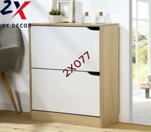 Tủ giày nhỏ 2 tầng thiết kế thông minh màu trắng kết hợp vân gỗ 2X Decor- 2X077