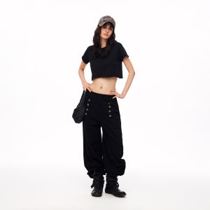 Vintage Court Multi Button Waistband Loose Fitting Sweatpants