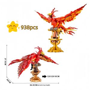 Creative Building Blocks Fire Phoenix Assembly Mythical Animal 3D Model For kids childrens birthday Christmas Halloween gifts