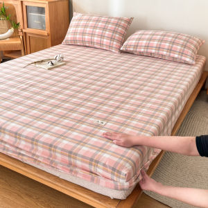 Dansunreve 100% Cotton Stripe Bedsheet Colorful Soft Non-slip Fitted Bed Sheet Super Single/Queen/King/Super King