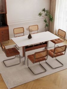 Nordic Retro Solid Wood Rock Table Dinner Table Home Use Small Apartment High End Luxury Bauhaus Mid-Century Modern Style