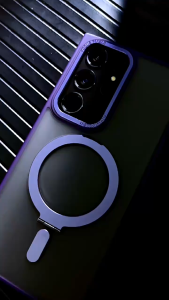 Luxury Magsafe Mobile Phone Case For Samsung Galaxy S23Ultra S24Ultra S25 Plus Ultra Matte Magnetic Phone Cases Back Cover With Metal Holder Ring