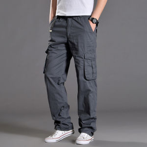 Summer Thin Cotton Work Trousers Mens Loose Casual Straight Leg Outdoor Sports Pants Large Size Pure Cotton Multi Pockets