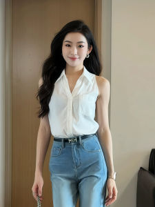 QIANMANZI | Áo Blouse Túi Tay Phong Cách Văn Phòng Thon Gọn Đa Năng