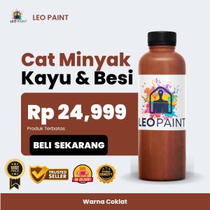cat kayu mengkilap 1kg warna coklat - Leo Paint
