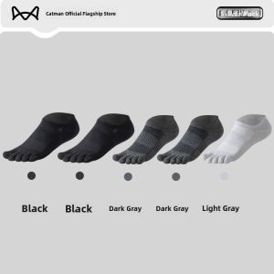 Miiow | Mens Five-Finger Cotton Socks Summer Thin Non-Slip Boat Socks Absorb Sweat Pure Color Match All Cat People Personality Socks