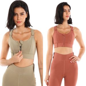 Sport Bra High Impact Model Push Up Bra Sport Wanita Kancing Depan Bra Resleting Depan Adjustable Sport Bras Chest Binder