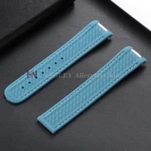 Soft Rubber Watchband For Omega AT150 Seamaster 300 AQUA TERRA Diving Watch Straps Black Blue Silicone Watch Strap 20mm Bracelet
