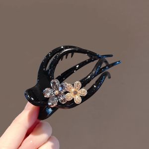 Hàn Quốc thanh lịch hoa kim cương giả kẹp tóc cho nữ lớn của trở lại của đầu kẹp tóc càng cua khí Acrylic chống trượt kẹp vịt