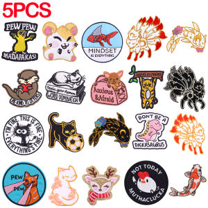 5PCS Wholesale Animal Embroidered Patch Animal Cat Fox Patch Iron On Patches For Clothing Thermoadhesive Patches Hats Jeans DIY
