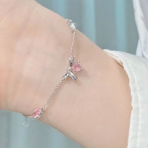 Corinna Ideal Gift Pink Cherry Blossom Bow Bracelet Women Niche High-end Bracelet Best Friend Bracelet 1PCS