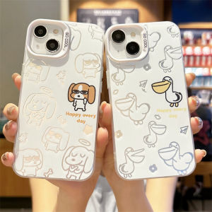 Cartoon Beagle Dog Duck Couple Cute Phone Case for iPhone 15 pro Max Apple 14 pro Soft Shell 13 Silicone 12 Color Silver 11 Women 7/8 Anti-Fall 16 Fun Accessories Men