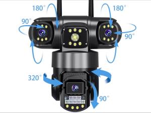 V380 Three Lens 4G 15MP Solar Panel Powered Two-Way Audio Full Color Night Vision Waterproof CCTV