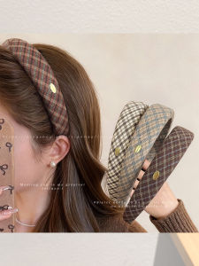 NING ZHOU | Vintage Check Wide Edge Hair Hoop High Top Headband