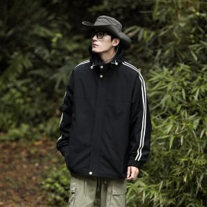ROMON | Loose Mens Jacket Romon Spring Autumn New Style Casual Hooded Windproof Outerwear For Couples Fashionable Urban Wear