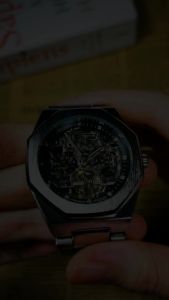 Forsining Casual Automatic Mechanical Watch for Men Luminous Hands Stainless Steel Strap Fashion Luxury Skeleton Mens Watches