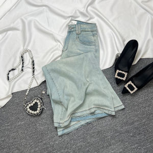 High Waist Bell Bottom Jeans Womens Loose Fit Casual Style Denim Pants Long Tapered Leggings Blue Color Spring Autumn Wear