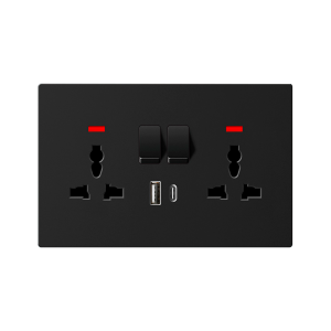 Matte Black Fast USB Charging Wall Socket 250V 13A
