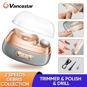 Newest Auto Nail Clipper 3 in 1 UV Light LED Light Nail Chips Storage Portable Cutter Nail File Drill Electric Trimmer Polisher