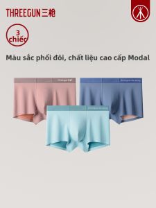 THREEGUN | Quần lót nam Modal Ice Silk Double Color Double Face thoáng khí kháng khuẩn đàn hồi cao Three Gun Quần lót nam mùa hè 2024