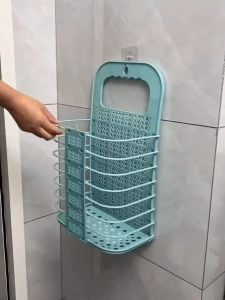 Foldable Wall-Mounted Dirty Clothes Basket Popular Plastic Laundry Hamper Bathroom Storage Basket for Clothes And Toys