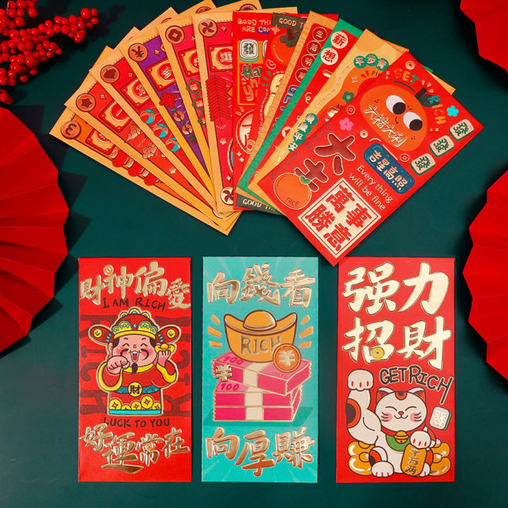 6pcs/set 2024 CNY New Year Red Packets Personality Large Cartoon ...