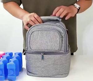 2-layer Multifunctional Baby Fresh-Keeping Breast Milk Mommy Bag Cooler Bag Insulation Bag Storage