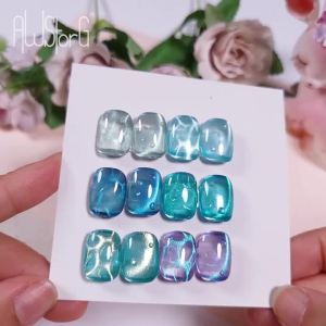 AWStorG 1-6pcs 7.5ml Ocean Ripple Cat Eye Gel Nail Polish Aurora Flash Blue Nude Glitter Color Magnet Nail Art Gel Salon Nails