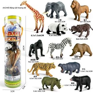 12 Cái/Bộ Bộ Mô Hình Động Vật Hoang Dã Thực Tế - Sư Tử Hổ Hươu Cao Cổ Ngựa Vằn Gấu Trúc Đồ Chơi Dành Cho Trẻ Em Giáo Dục Quà Tặng Giáng Sinh