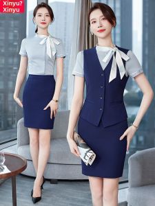 XINYU | Stewardess Style Summer Work Uniform for Catering Service Staff