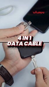 VIVAN VYF120 Kabel Data 4 IN 1 USB A Type C Lightning Cable Fast Charging 6A 60W 120CM - GARANSI RESMI 1 TAHUN
