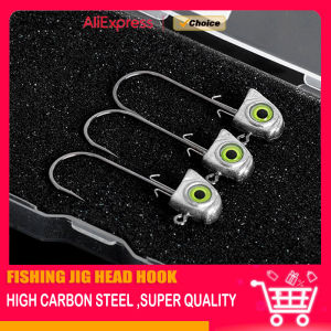 15pcs/Box 3.5g 5g 7g 10g 14g Jig Fish Head Hook Rockfish Head Hook Barbed Hook Trout Soft Worm Lure Jig Fishing Hook