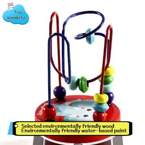Wonderful Toys Baby Wooden Mini Maze Beads Toys Cartoon Animal Small Round Bead Puzzle Toy for Kids
