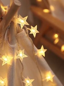 สายไฟ LED พลังงานแสงอาทิตย์ ไฟประดับ ไฟตกแต่ง รูปดาว/ไฟปิงปอง วอร์มไวท์ สำหรับตกแต่งงานเทศกาล ประปรดับกระพริบ ไฟผึ้งโซล่าเซลล์ ไฟปีใหม่ ไฟคริสมาส สำหรับร้านกรุงเทพ