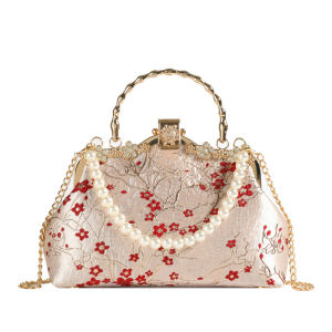 MEIFEI | Traditional Chinese Style Embossed Gold Floral Plum Banquet Handbag