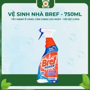 Chai xịt vệ sinh tẩy cặn canxi inox vòi sen vách kính Bref Power 750ml [ Hàng Đức] Shop Gấu tạp hoá