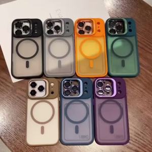 Matte Translucent Lens Holder Magnetic Case For iPhone18 17 Air 16 14 13 15 12 11 Pro Max  For Magsafe Armor Shockproof Cover