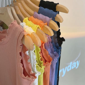 3-7 Years Children Vest Summer Thin Cotton Bottoming Shirt Solid Color Korean Girls Fashion Top Sleeveless T-Shirt