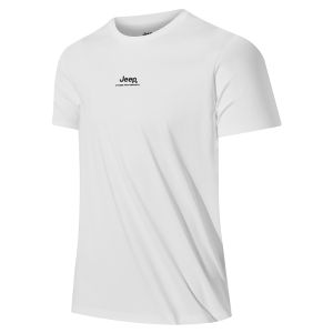 Jeep | Jeep Quick Dry Half Sleeve Round Neck T-Shirt Men Outdoor Running Travel Lightweight Breathable Sweat Absorbent White Short Sleeve