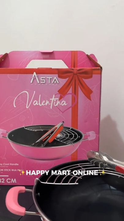 Panci Wok Pan Teflon 32CM Anti Lengket Asta Valentina Tirisan Minyak
