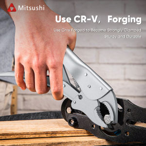 Mitsushi MIT-LNVG9 9/10Inches Long Nose Vise Grip Locking Pliers Ground Mouth Straight Jaw Curved Jaw Lock Vise Grip Clamp Hand Tools