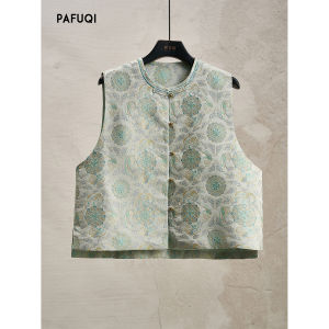 PAFUQI | New Chinese Style Tang Costume with Dunhuang Flying Apsaras Motif Silk Vest Top Womens Clothing