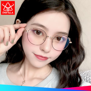 IMPALA JS6011W Cute Myopia Glasses for Girls 100% Anti Blue Light Computer Glasses -0.5~-6.0 Near-sighted Lens UV400 Anti Radiation Cute Cat Ear Shaped Eyeglasses